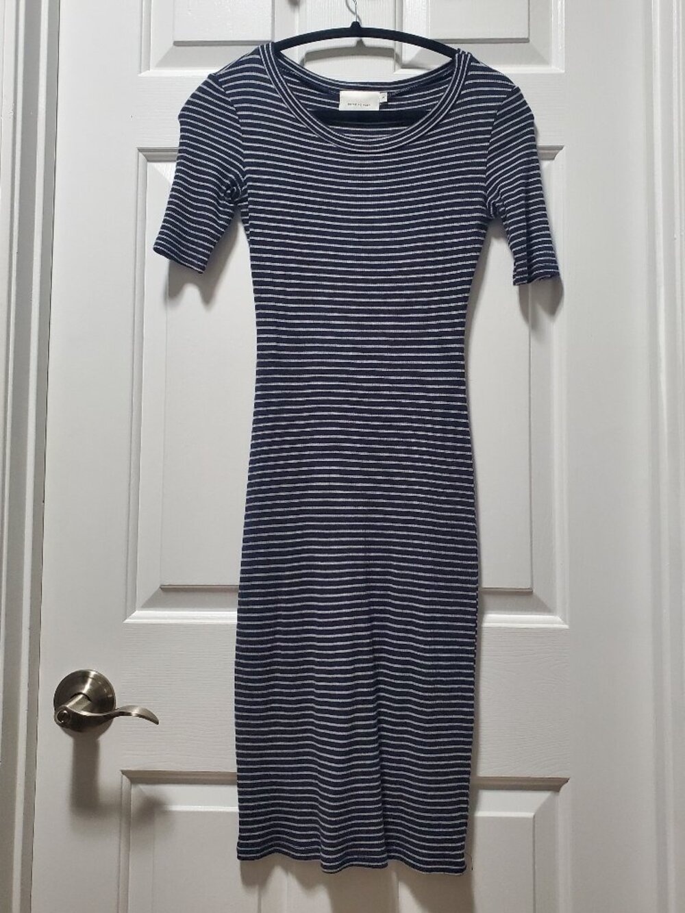 Which We Want Navy and White Striped Knit Dress | Small